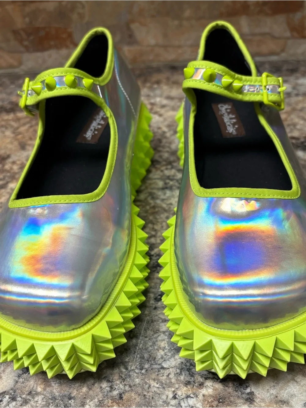 Chocolaticas Rave Mary Jane Platform Neon Shoes Reflective Size 8